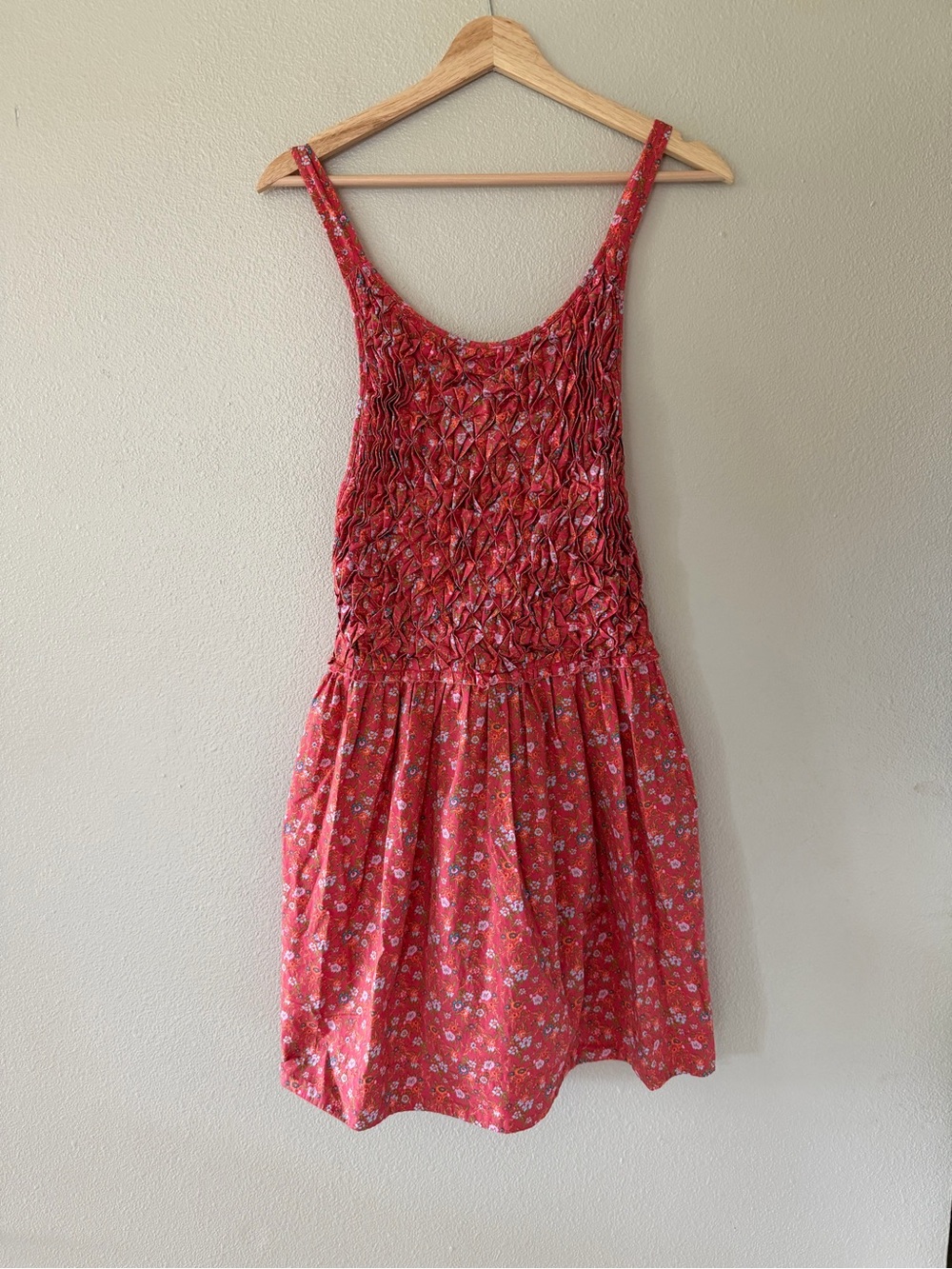 Free People Petunia Floral Backless Boho Smocked Mini Dress Poppy Combo Size L - Picture 4 of 11